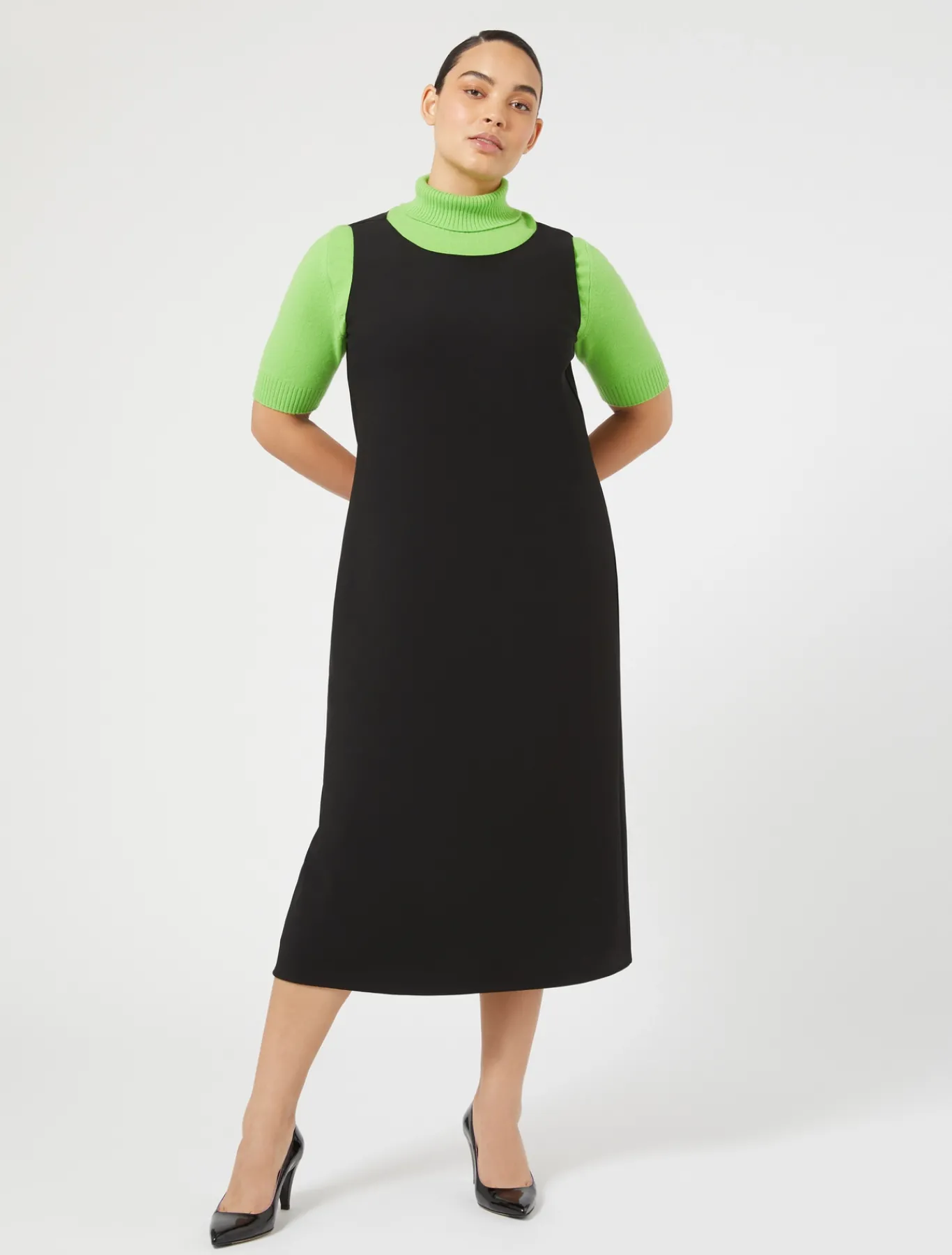 Marina Rinaldi Robe en crêpe satin NOIR Outlet
