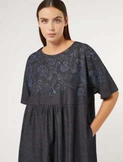 Marina Rinaldi Robe en denim avec broderie BLEU Hot