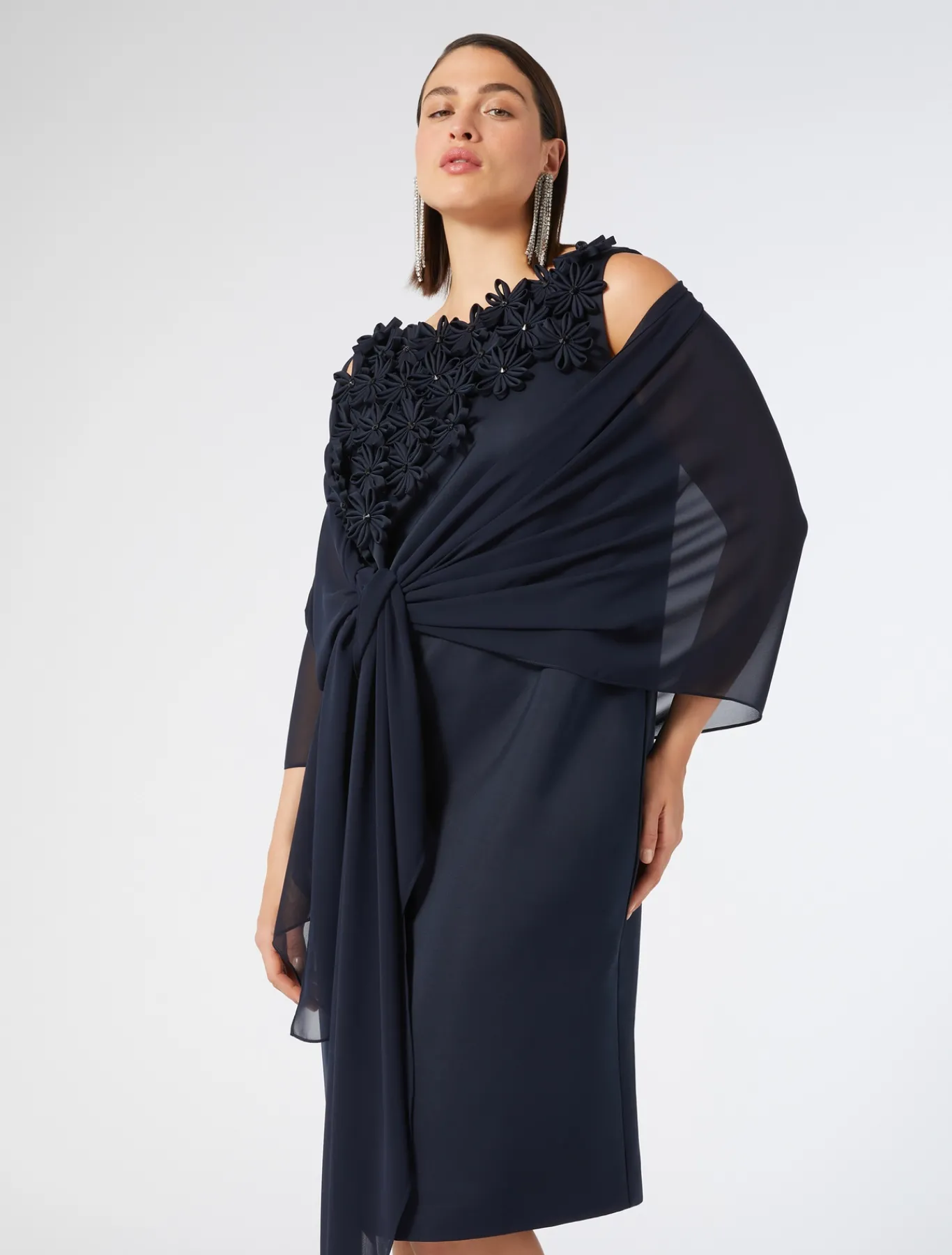 Marina Rinaldi Robe en duchesse avec broderie BLEUNUIT Fashion