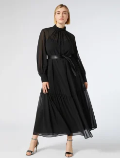 Marina Rinaldi Robe en georgette NOIR Fashion