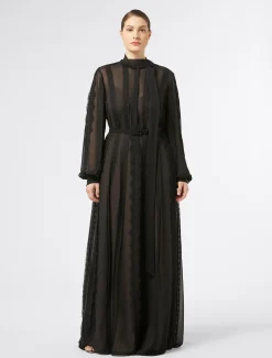 Marina Rinaldi Robe en georgette de soie et dentelle NOIR Best