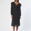Marina Rinaldi Robe en georgette de soie NOIR Outlet