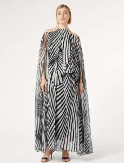 Marina Rinaldi Robe en georgette de soie NOIR Outlet
