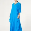 Marina Rinaldi Robe en georgette de soie BLEUET Clearance