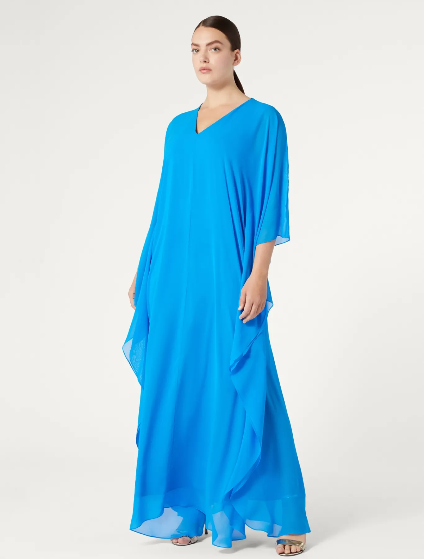 Marina Rinaldi Robe en georgette de soie BLEUET Clearance