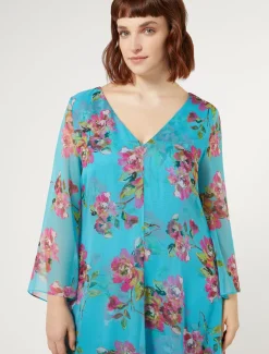 Marina Rinaldi Robe en georgette de soie TURQUOISE Best