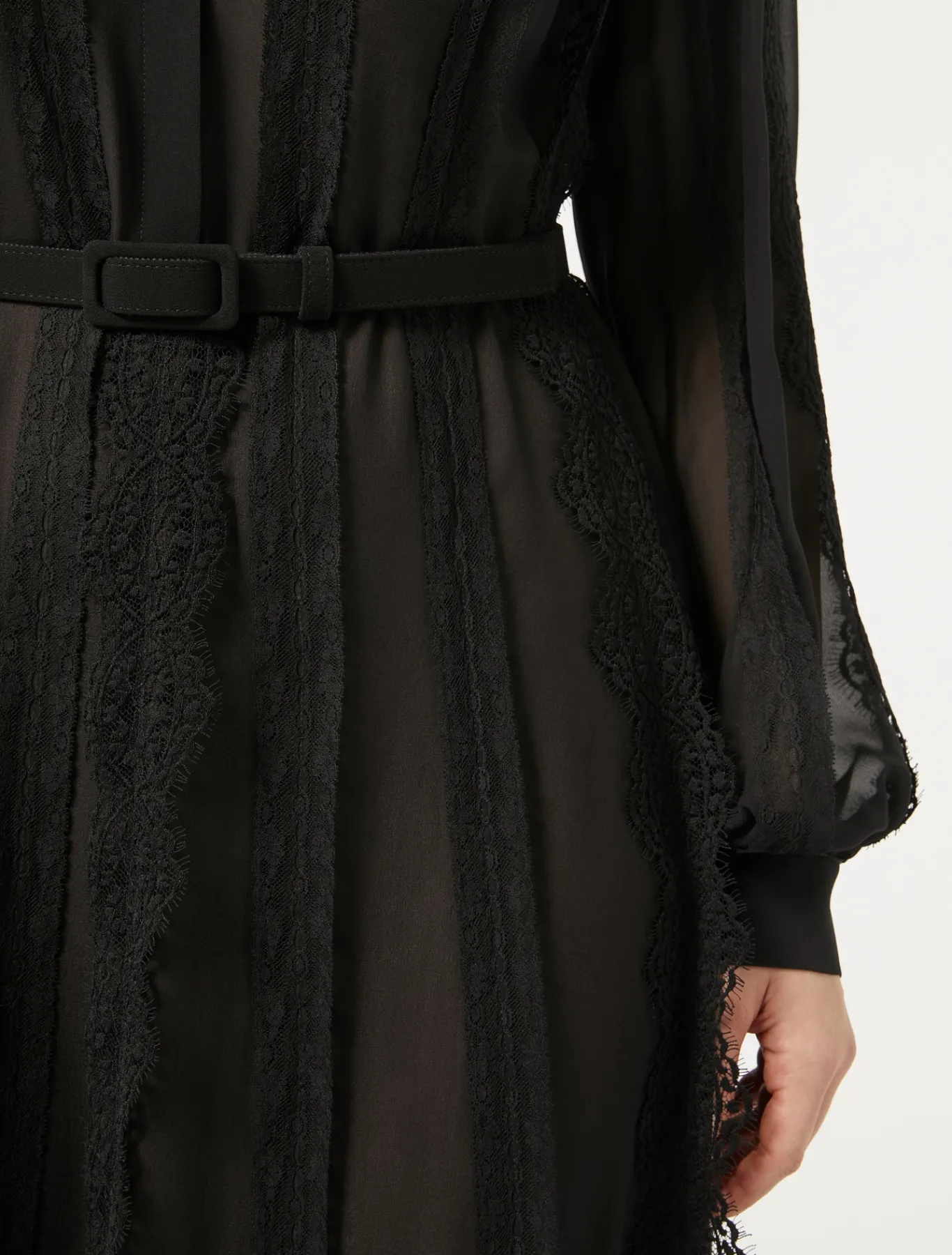 Marina Rinaldi Robe en georgette de soie et dentelle NOIR Best