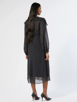 Marina Rinaldi Robe en georgette de soie NOIR Outlet