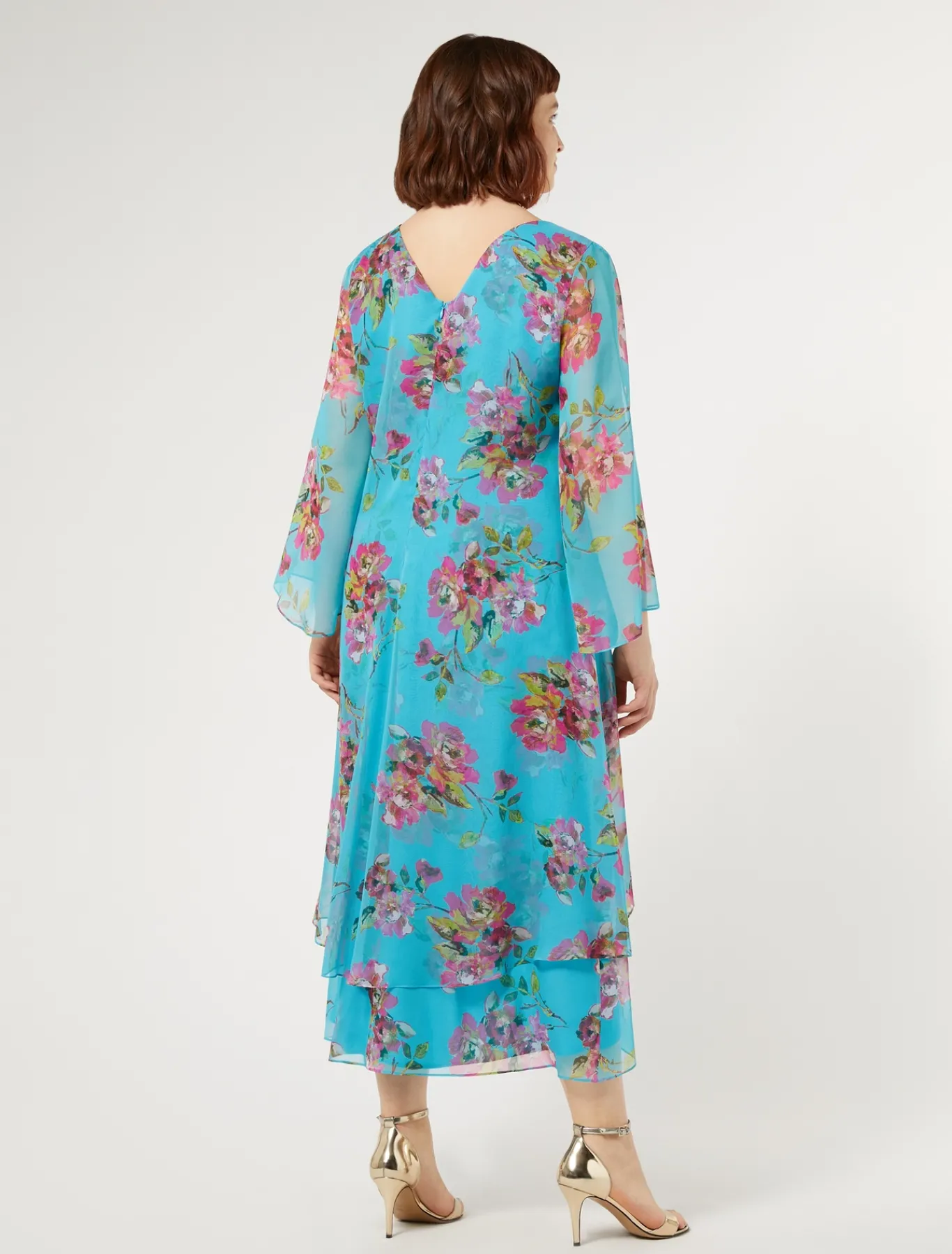 Marina Rinaldi Robe en georgette de soie TURQUOISE Best