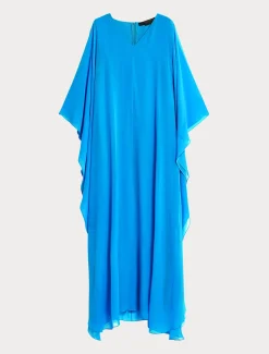 Marina Rinaldi Robe en georgette de soie BLEUET Clearance