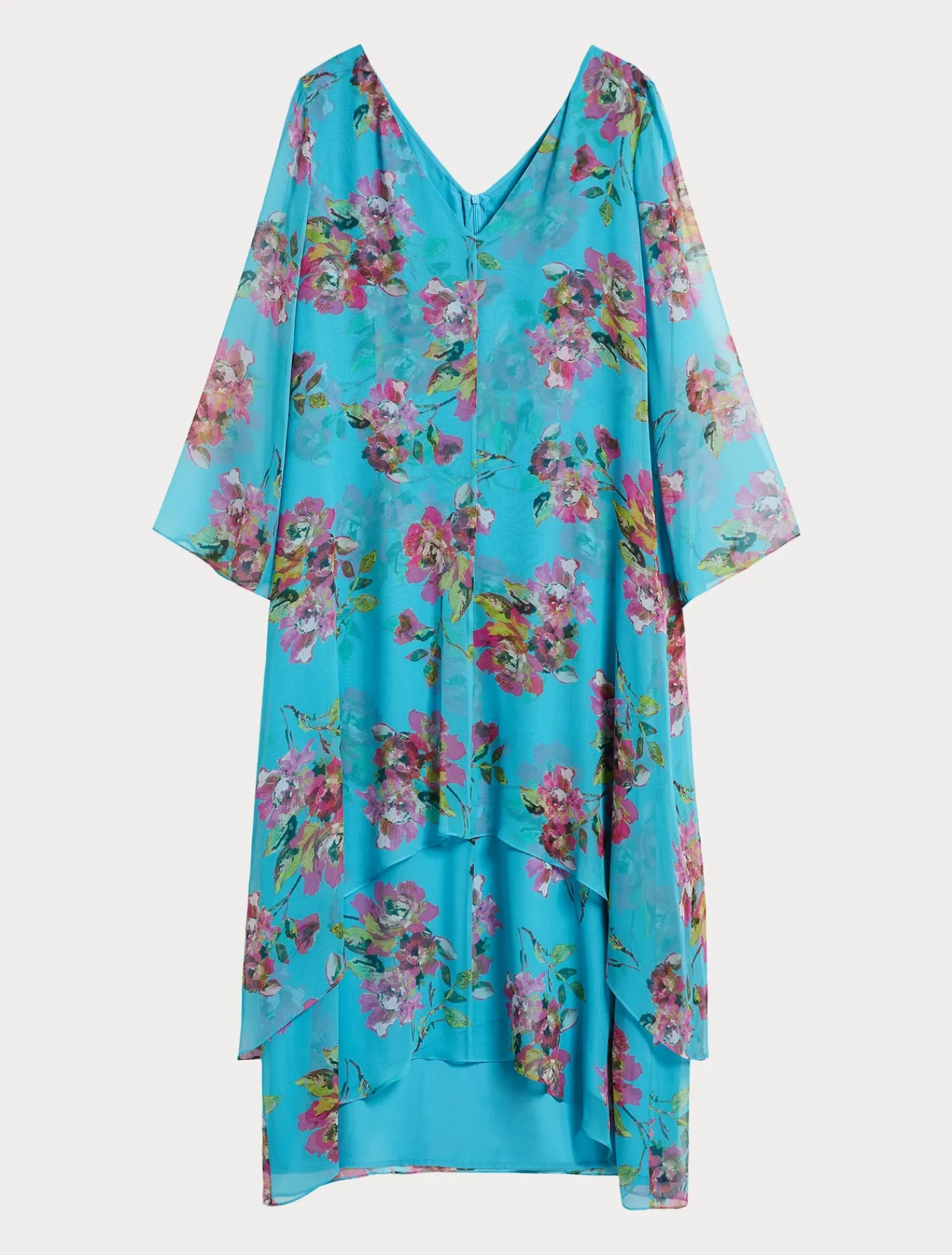 Marina Rinaldi Robe en georgette de soie TURQUOISE Best
