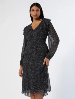 Marina Rinaldi Robe en georgette de soie NOIR Outlet
