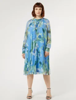 Marina Rinaldi Robe en georgette de soie AZURE Best