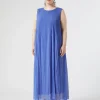 Marina Rinaldi Robe en georgette plissée GRISBLEU Fashion