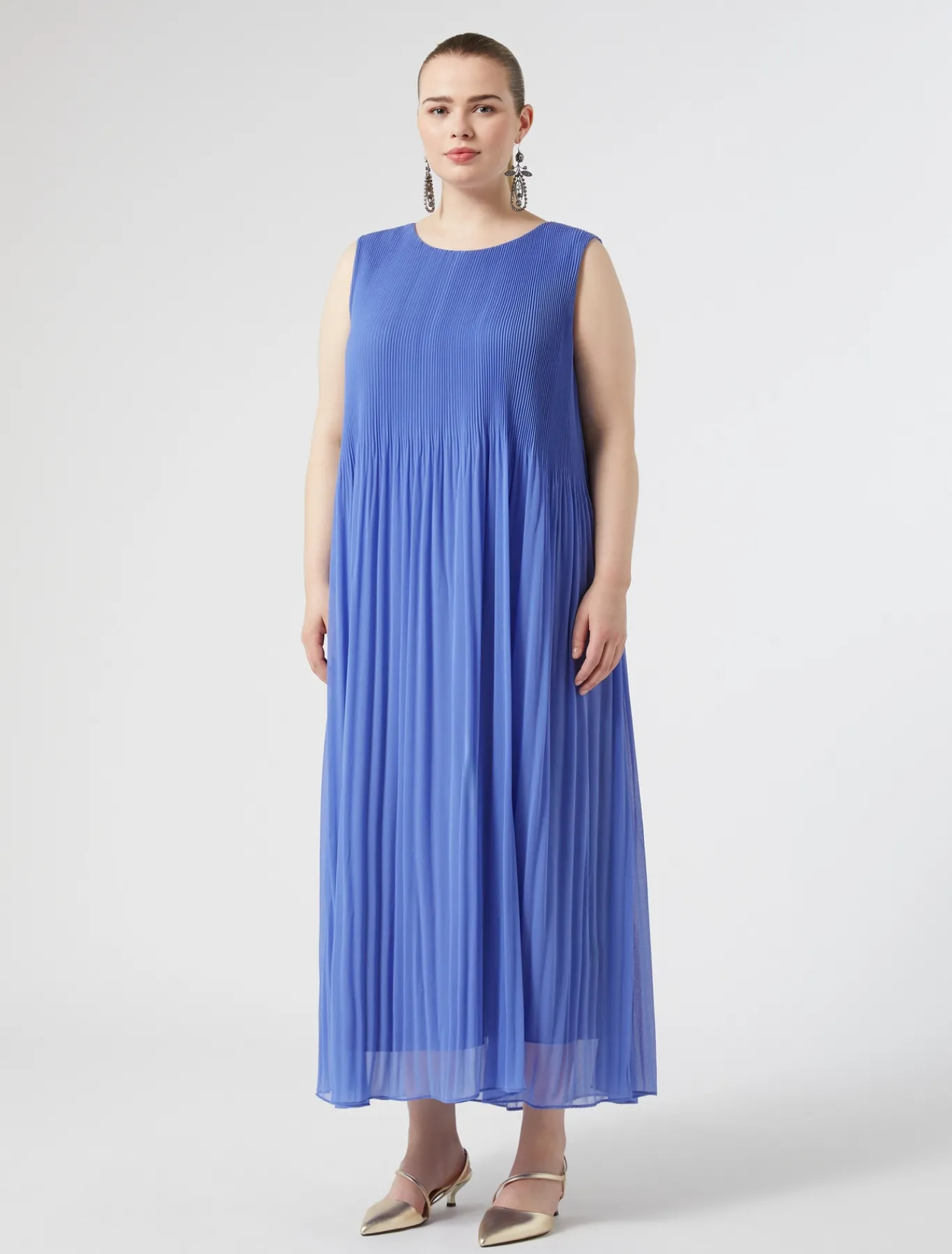 Marina Rinaldi Robe en georgette plissée GRISBLEU Fashion