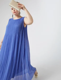 Marina Rinaldi Robe en georgette plissée GRISBLEU Fashion