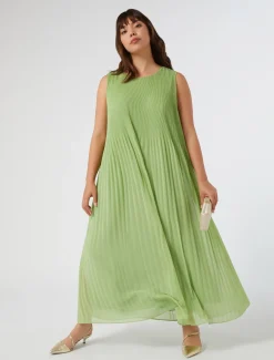 Marina Rinaldi Robe en georgette plissée VERTOLIVE Discount