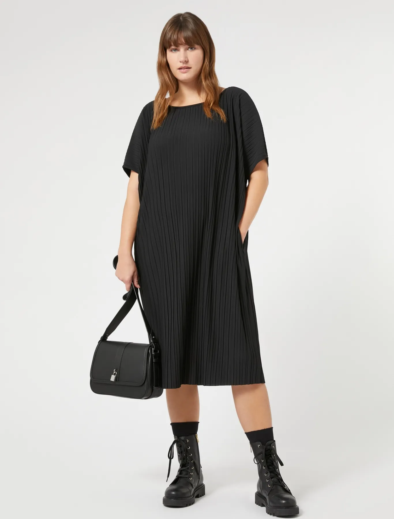 Marina Rinaldi Robe en jersey plissé NOIR Sale