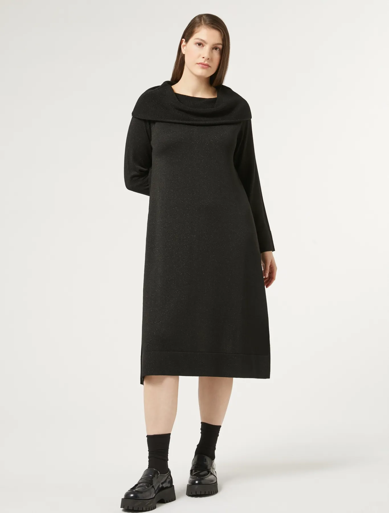 Marina Rinaldi Robe en laine et lurex NOIR Clearance