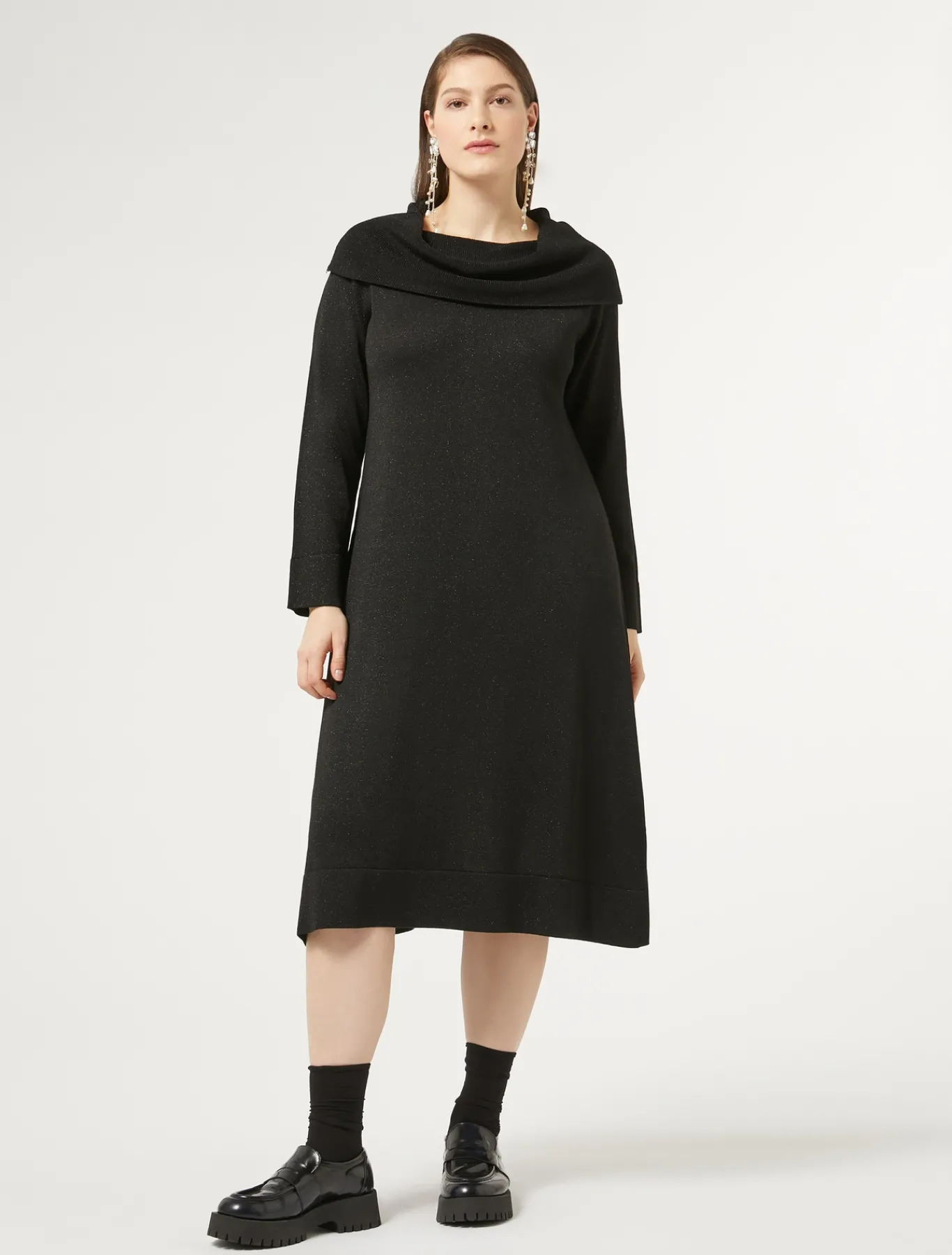 Marina Rinaldi Robe en laine et lurex NOIR Clearance