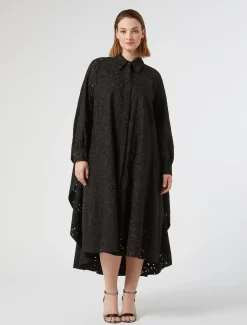 Marina Rinaldi Robe en popeline et dentelle sangallo NOIR Sale