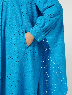 Marina Rinaldi Robe en popeline et dentelle sangallo TURQUOISE Hot
