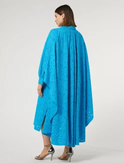 Marina Rinaldi Robe en popeline et dentelle sangallo TURQUOISE Hot