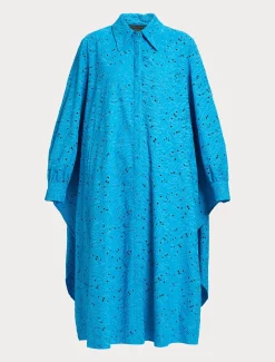 Marina Rinaldi Robe en popeline et dentelle sangallo TURQUOISE Hot