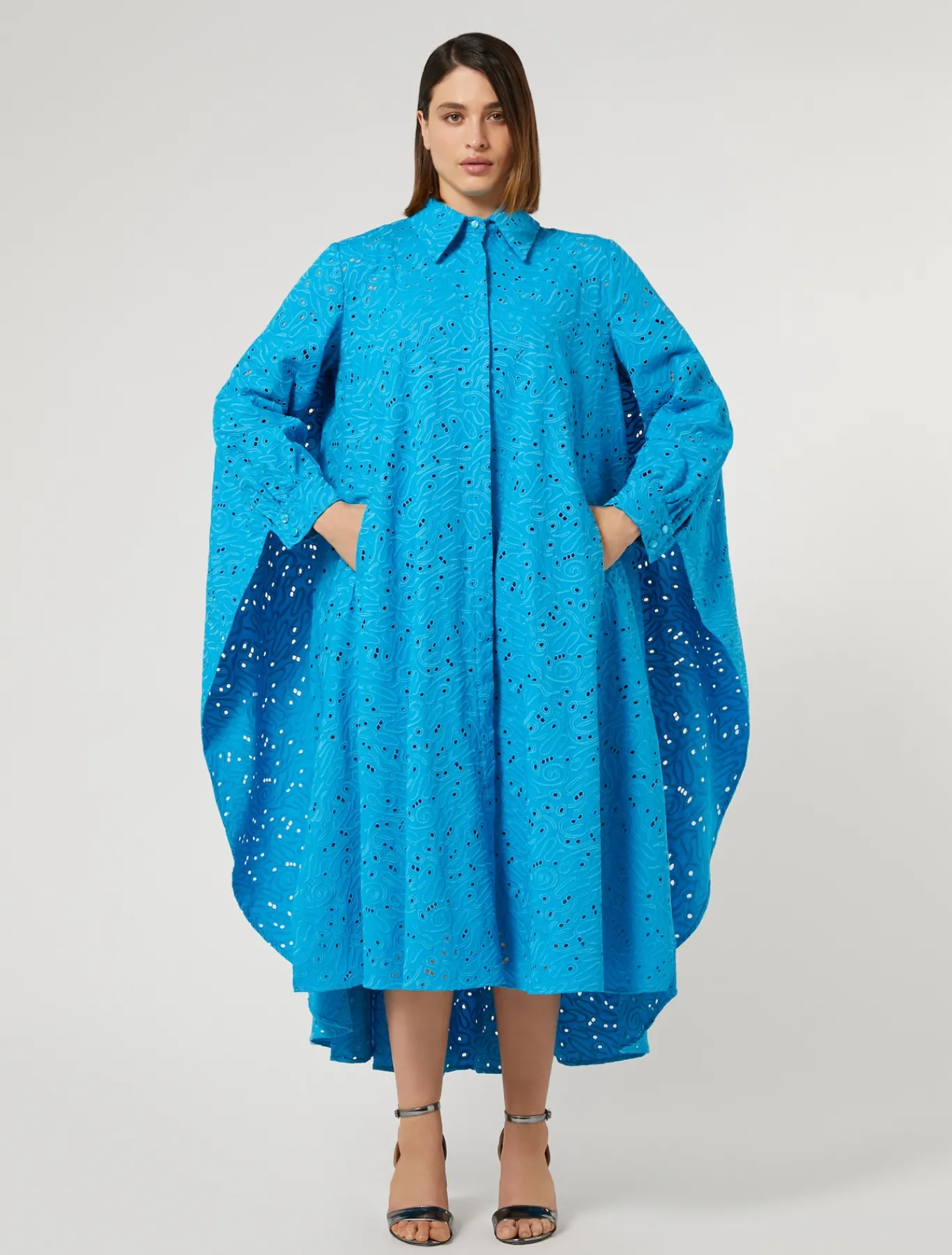 Marina Rinaldi Robe en popeline et dentelle sangallo TURQUOISE Hot