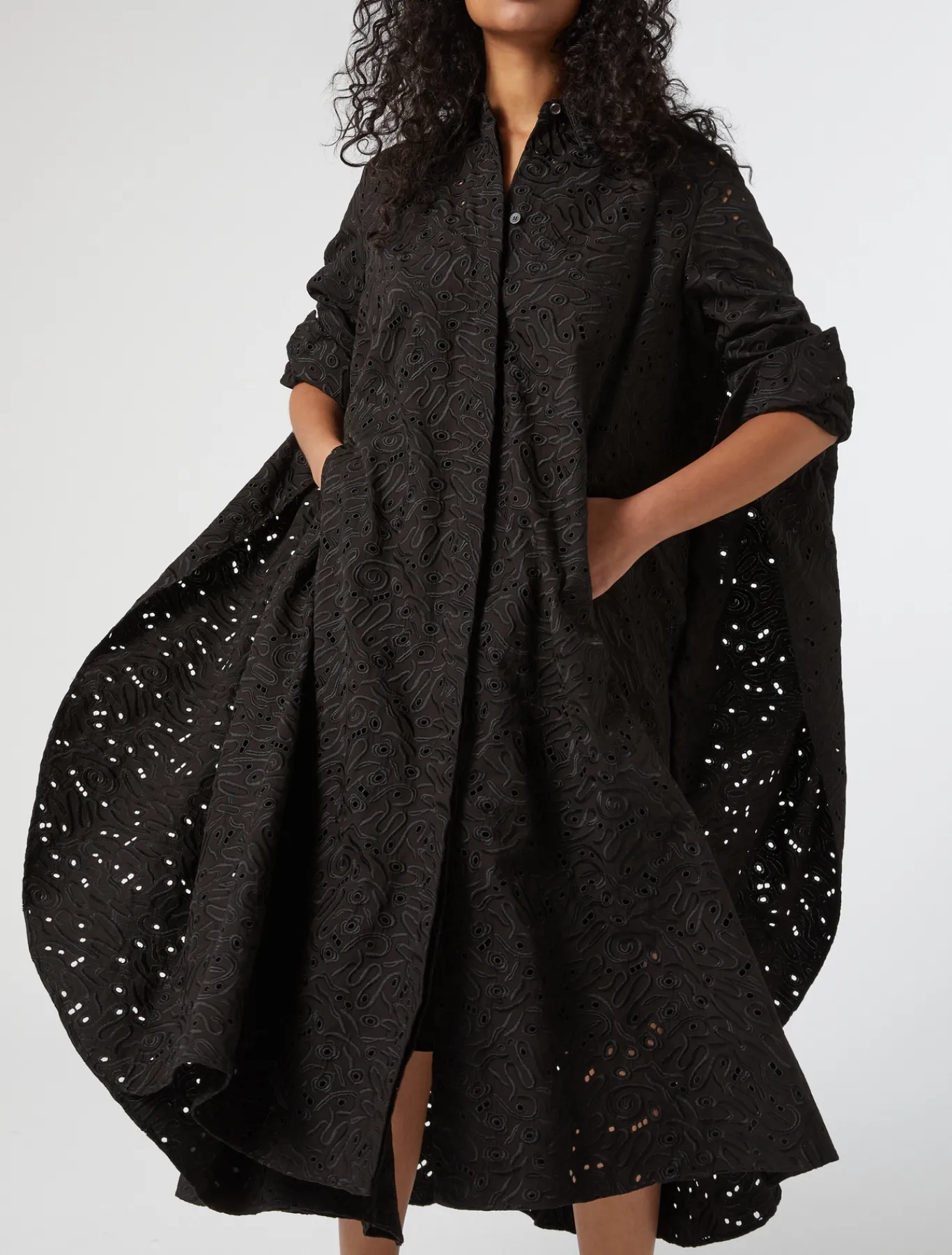 Marina Rinaldi Robe en popeline et dentelle sangallo NOIR Sale