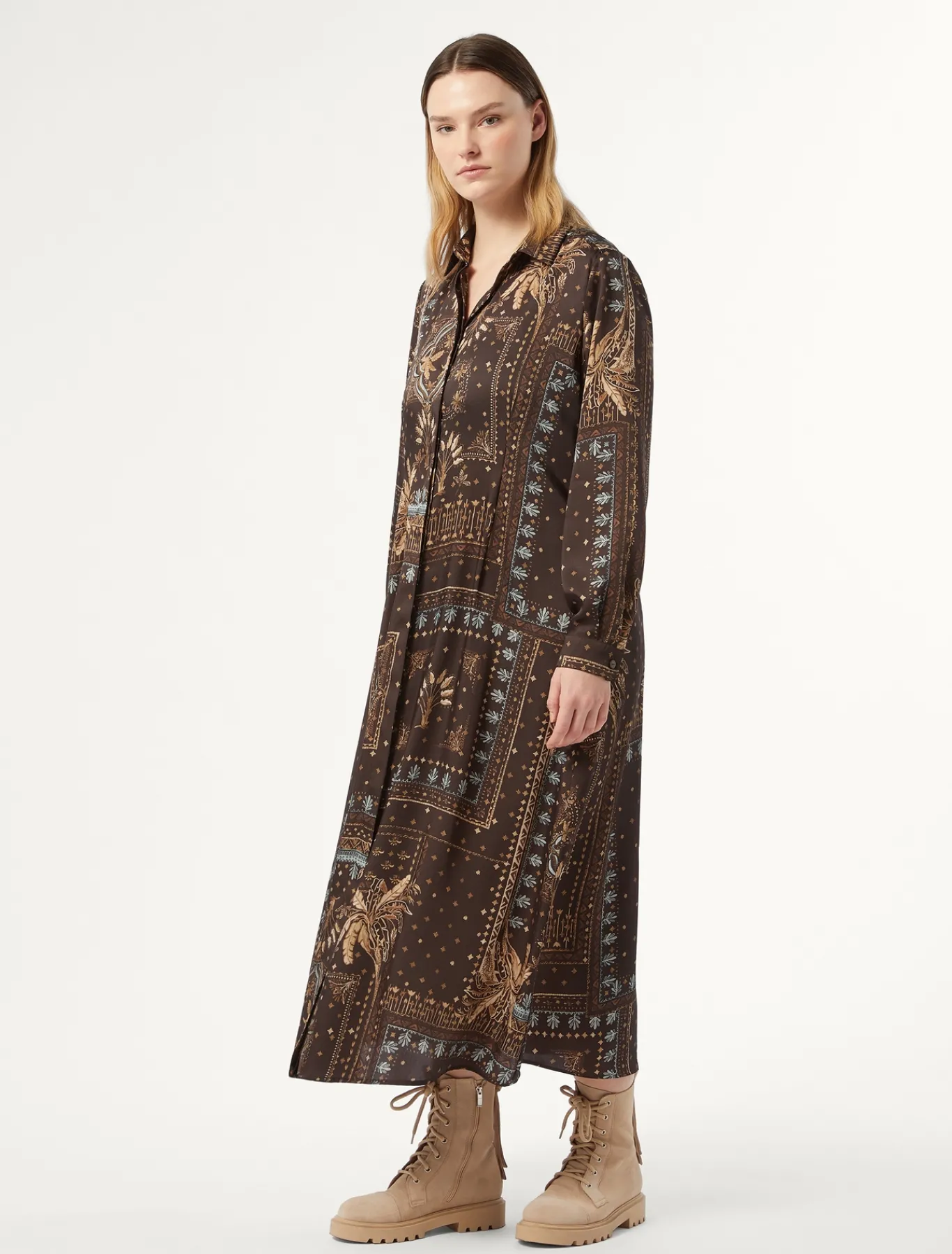 Marina Rinaldi Robe en sergé imprimé BRUNBORDEAUX Outlet