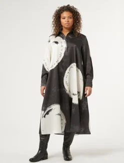 Marina Rinaldi Robe en sergé imprimé NOIR Discount
