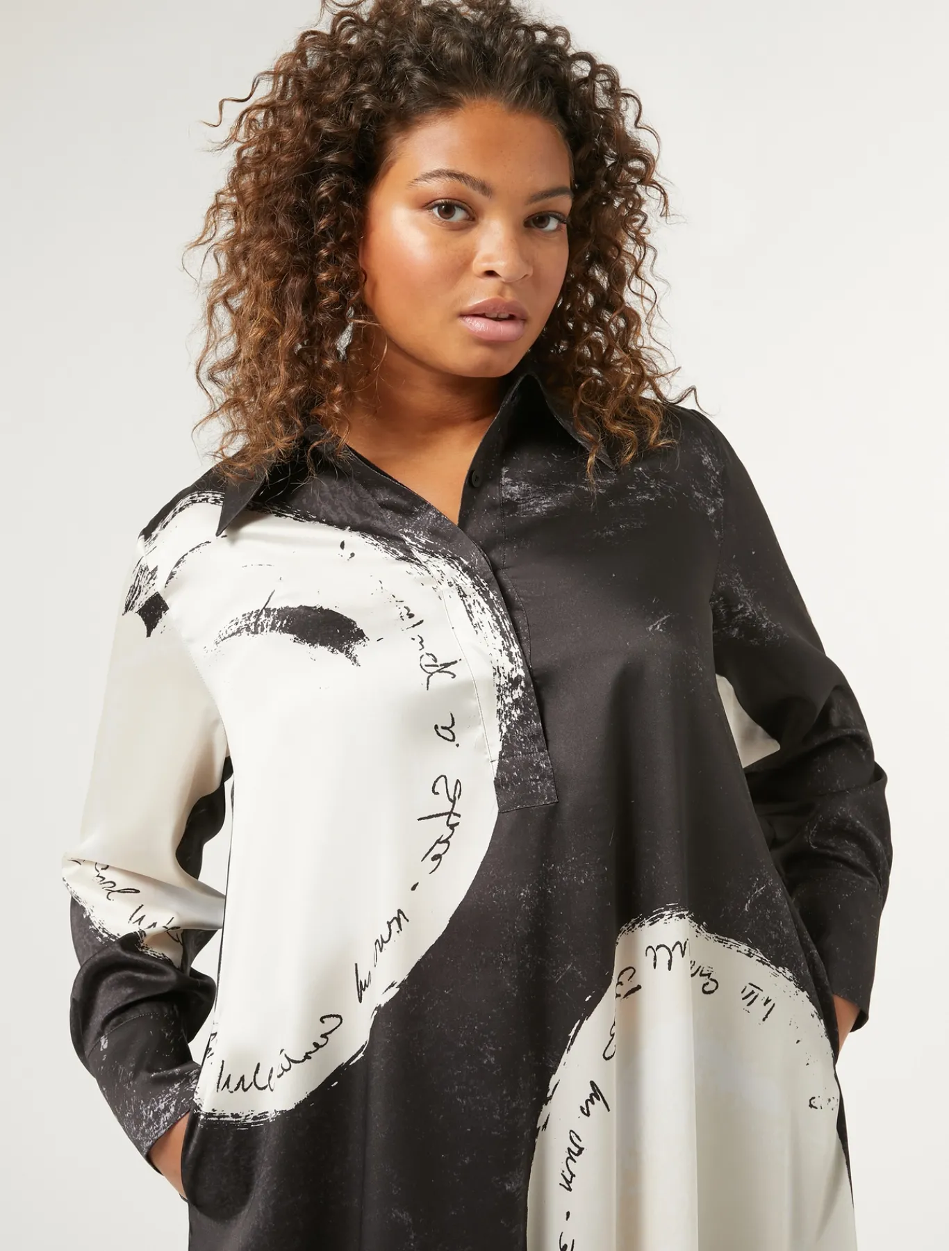 Marina Rinaldi Robe en sergé imprimé NOIR Discount