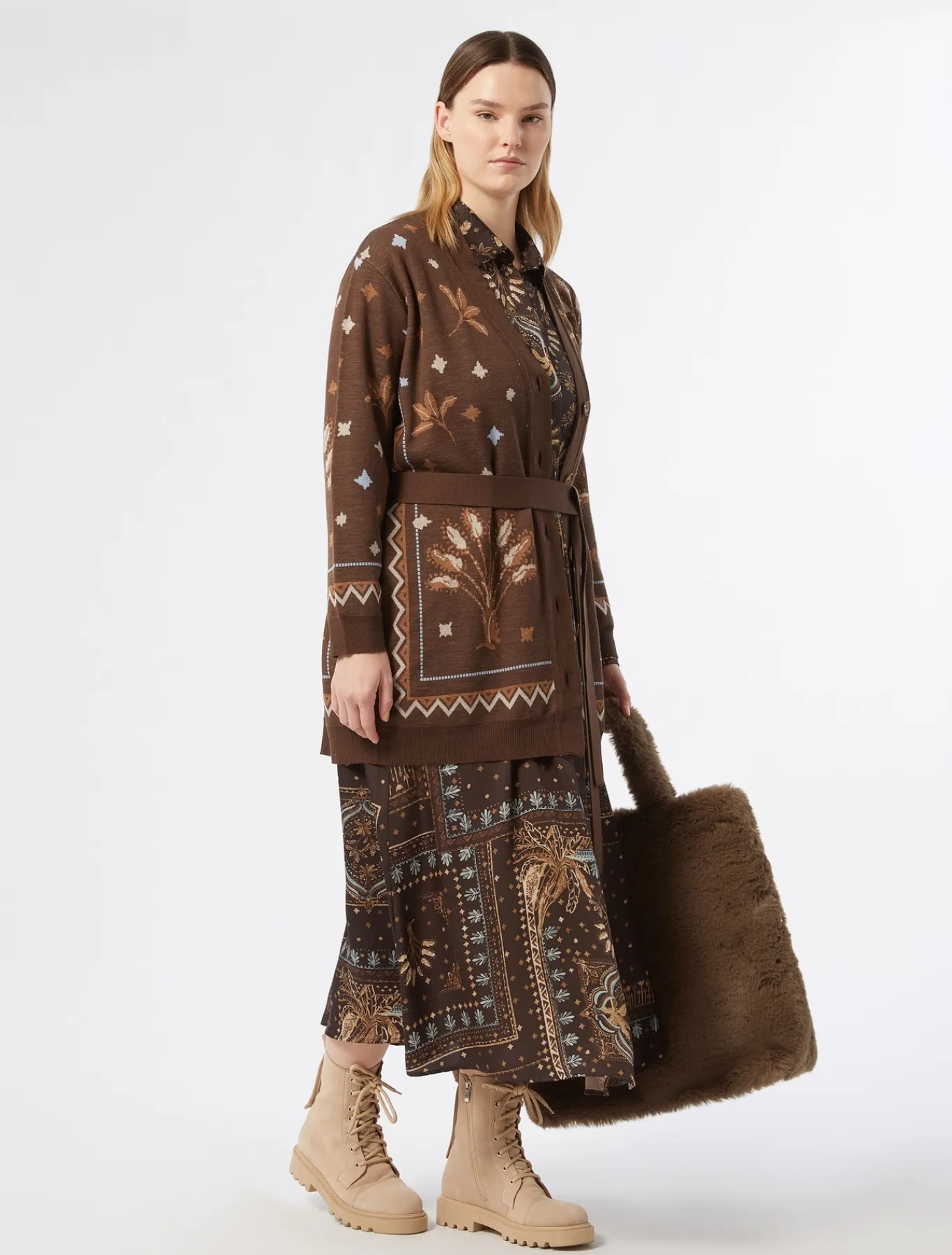 Marina Rinaldi Robe en sergé imprimé BRUNBORDEAUX Outlet