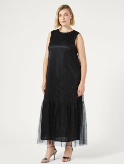 Marina Rinaldi Robe en tulle avec broderie NOIR Online