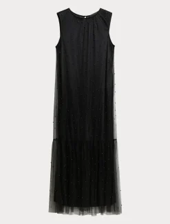Marina Rinaldi Robe en tulle avec broderie NOIR Online