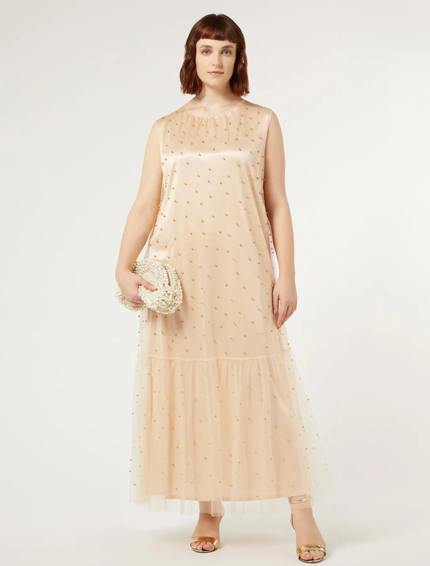 Marina Rinaldi Robe en tulle avec broderie JAUNEPALE Best