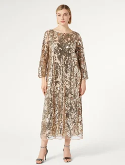 Marina Rinaldi Robe en tulle avec paillettes BEIGE New