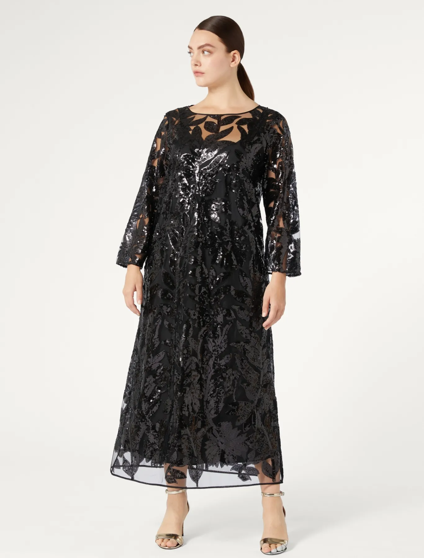 Marina Rinaldi Robe en tulle avec paillettes NOIR New