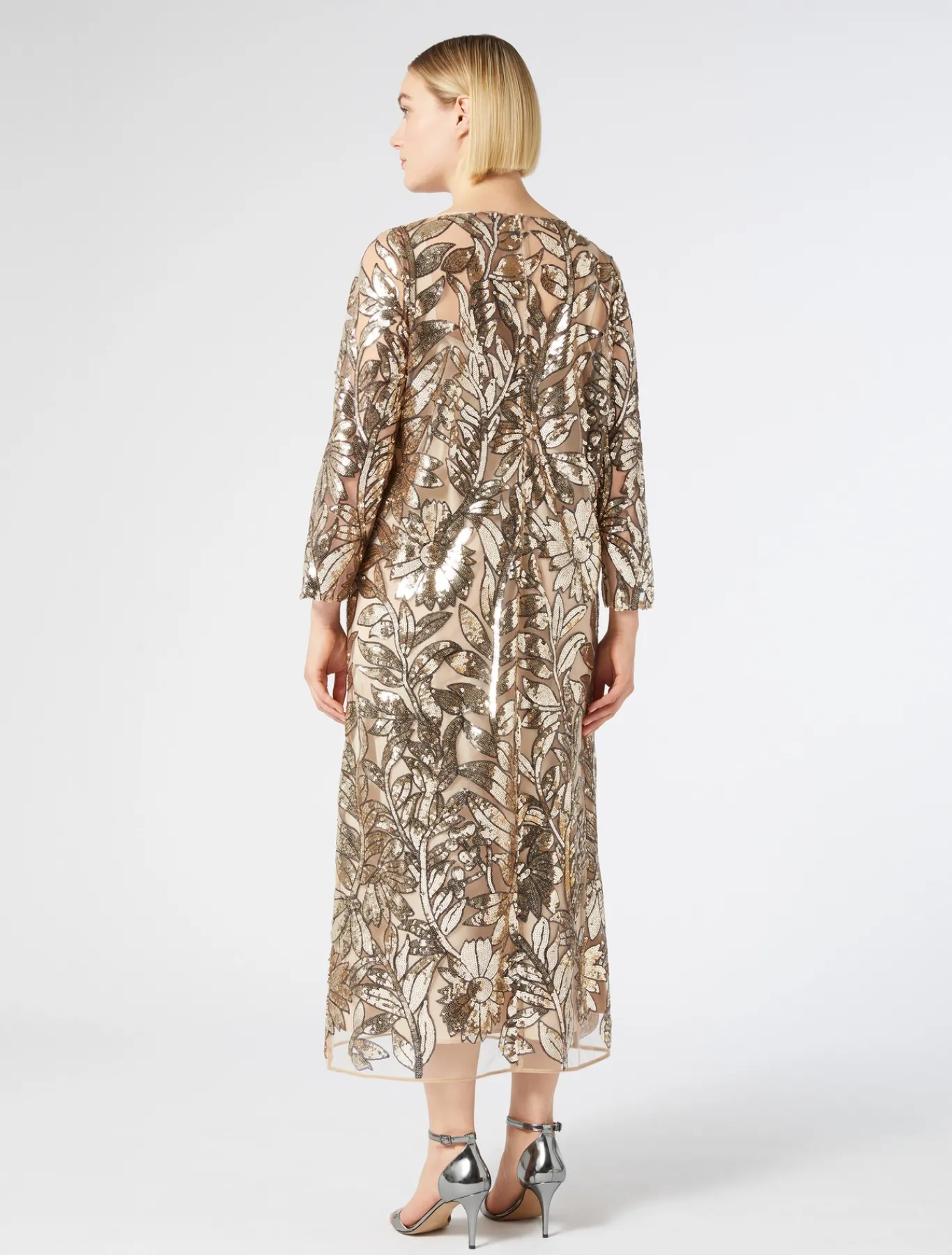 Marina Rinaldi Robe en tulle avec paillettes BEIGE New