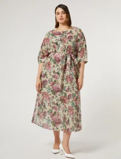 Marina Rinaldi Robe en voile de coton et soie JAUNEPALE Outlet