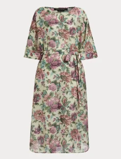Marina Rinaldi Robe en voile de coton et soie JAUNEPALE Outlet