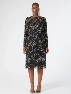 Marina Rinaldi Robe fourreau en tulle plumetis NOIR Sale