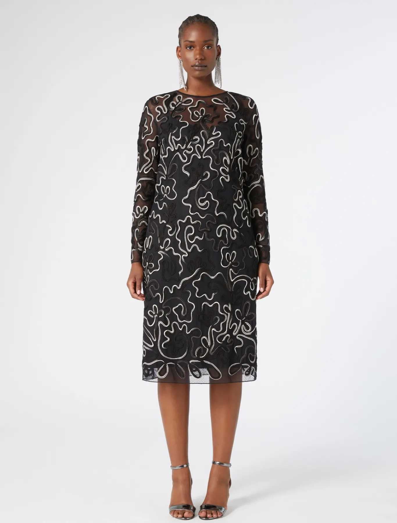 Marina Rinaldi Robe fourreau en tulle plumetis NOIR Sale