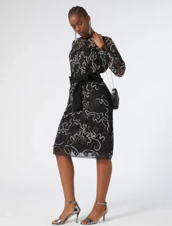 Marina Rinaldi Robe fourreau en tulle plumetis NOIR Sale