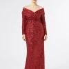 Marina Rinaldi Robe longue à paillettes ROUGE Best