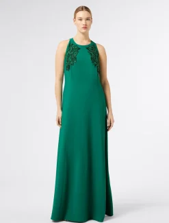 Marina Rinaldi Robe longue en cady avec broderie VERT Hot