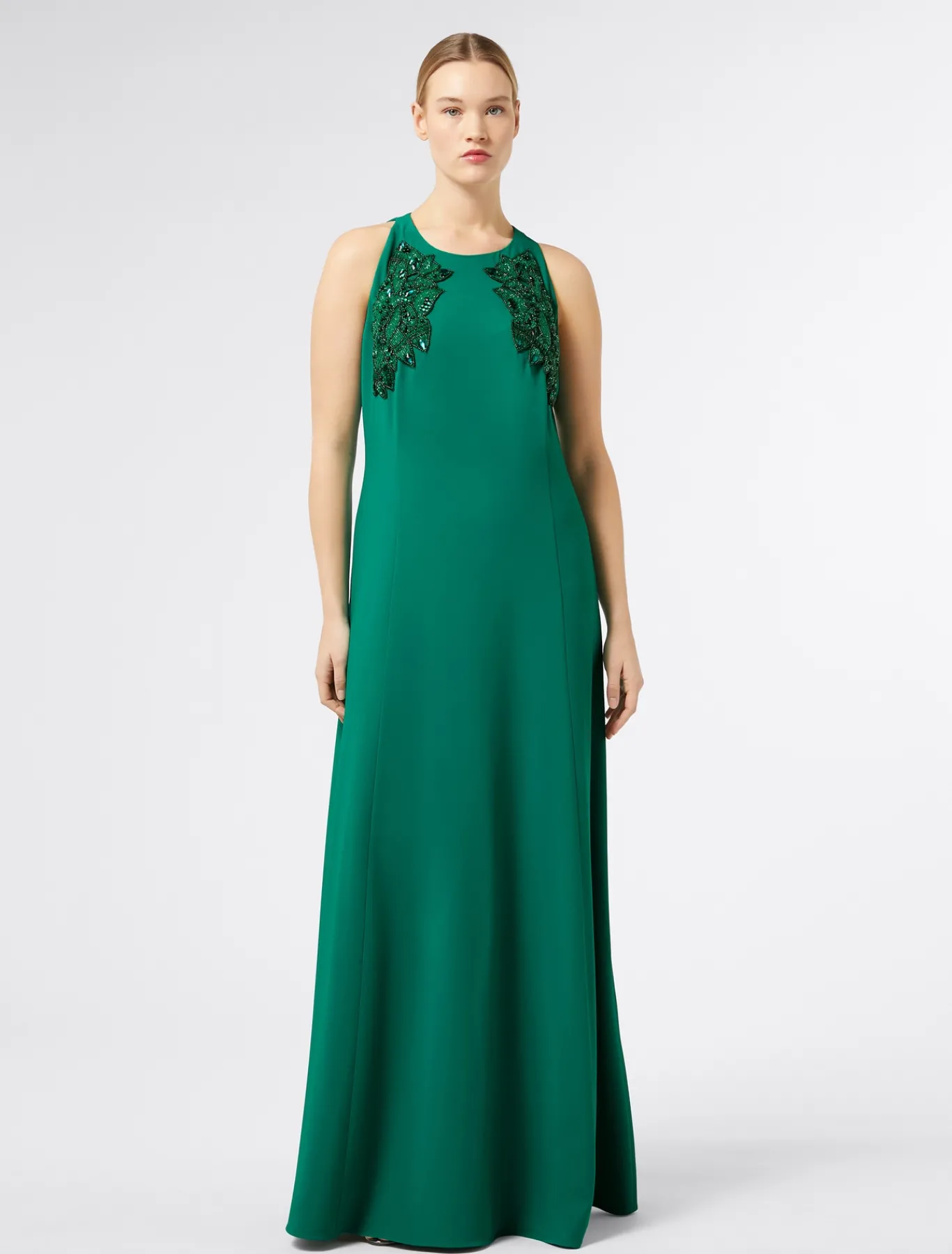 Marina Rinaldi Robe longue en cady avec broderie VERT Hot