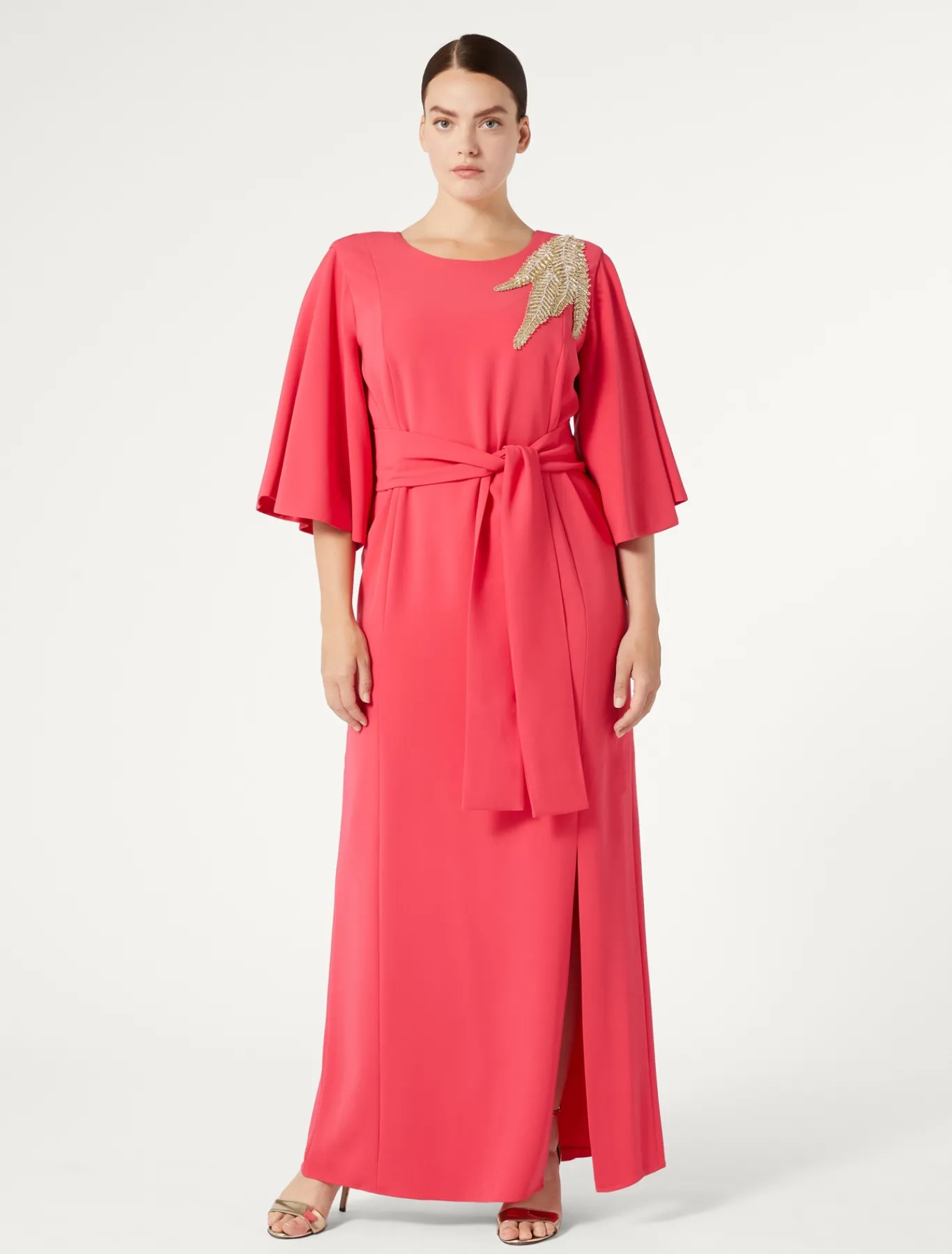 Marina Rinaldi Robe longue en cady avec broderie GERANIUM Outlet