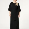 Marina Rinaldi Robe longue en cady avec broderie NOIR Clearance